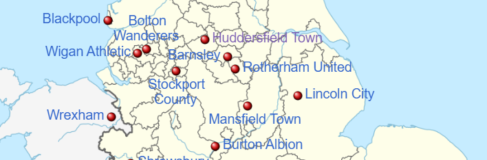 Which League One teams are within a two-hour drive of Huddersfield Town? (And what are the likely ticket allocations?)